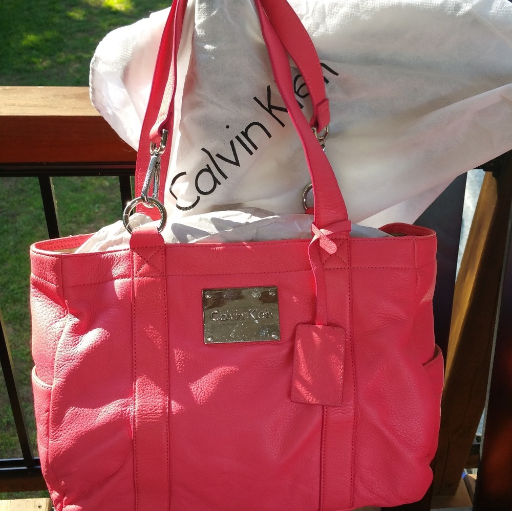 Calvin Klein Coral Buttery Soft Leather Handbag